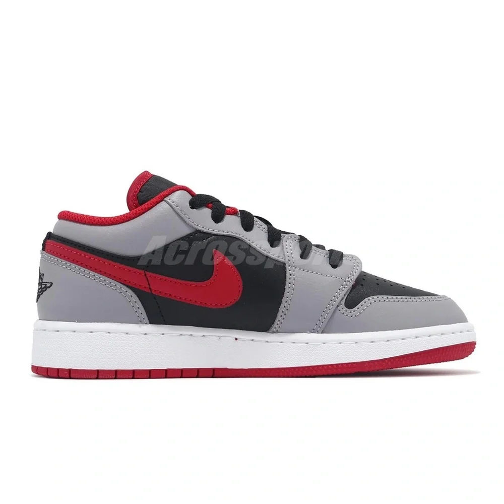 NIKE AIR JORDAN 1 Low GS Boys Sneakers Black Red Grey Kids Shoes